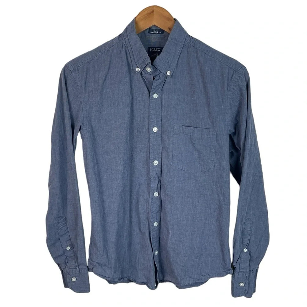 J. Crew Men's Blue Button-Down Casual Shirt